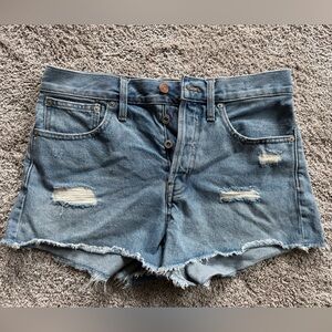 Madewell Blue Distressed Jean Shorts